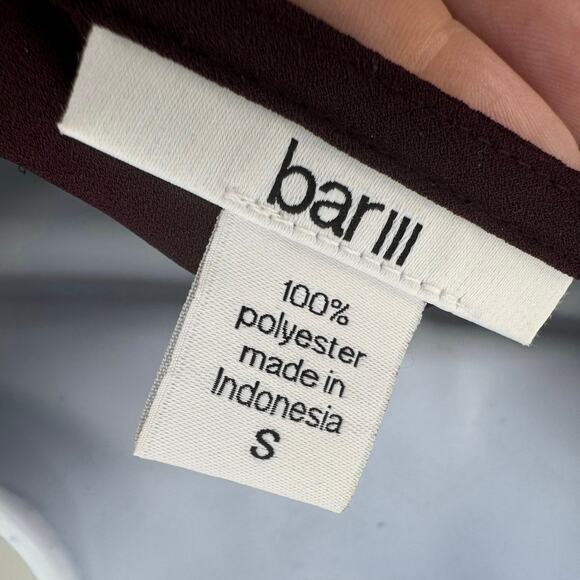 Bar III Burgundy Long Sleeve V-Neck Chiffon Blouse Womens S Hi Low Relaxed Fit - Picture 6 of 8